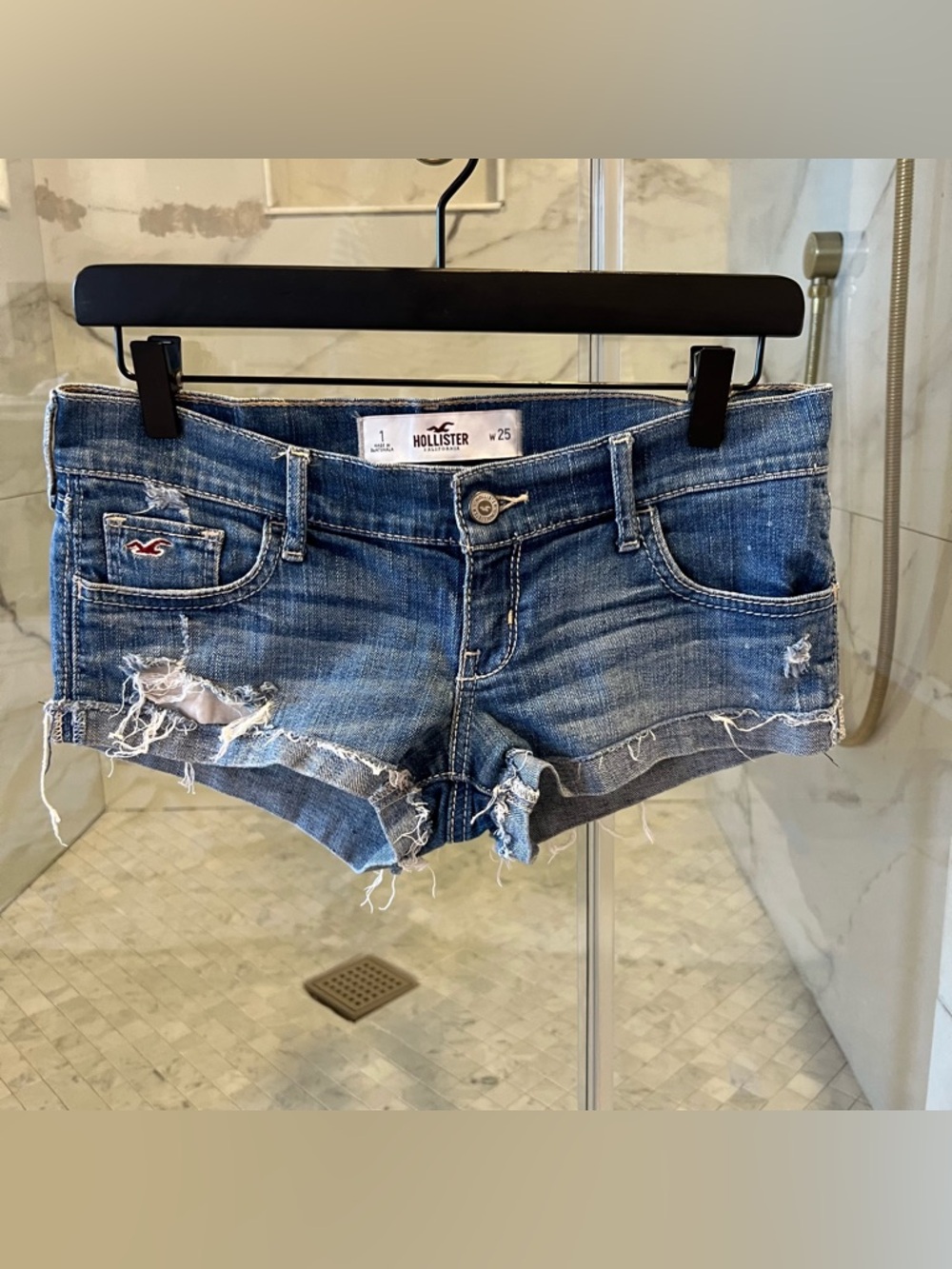 Hollister Blue Distressed Denim Cutoff Shorts